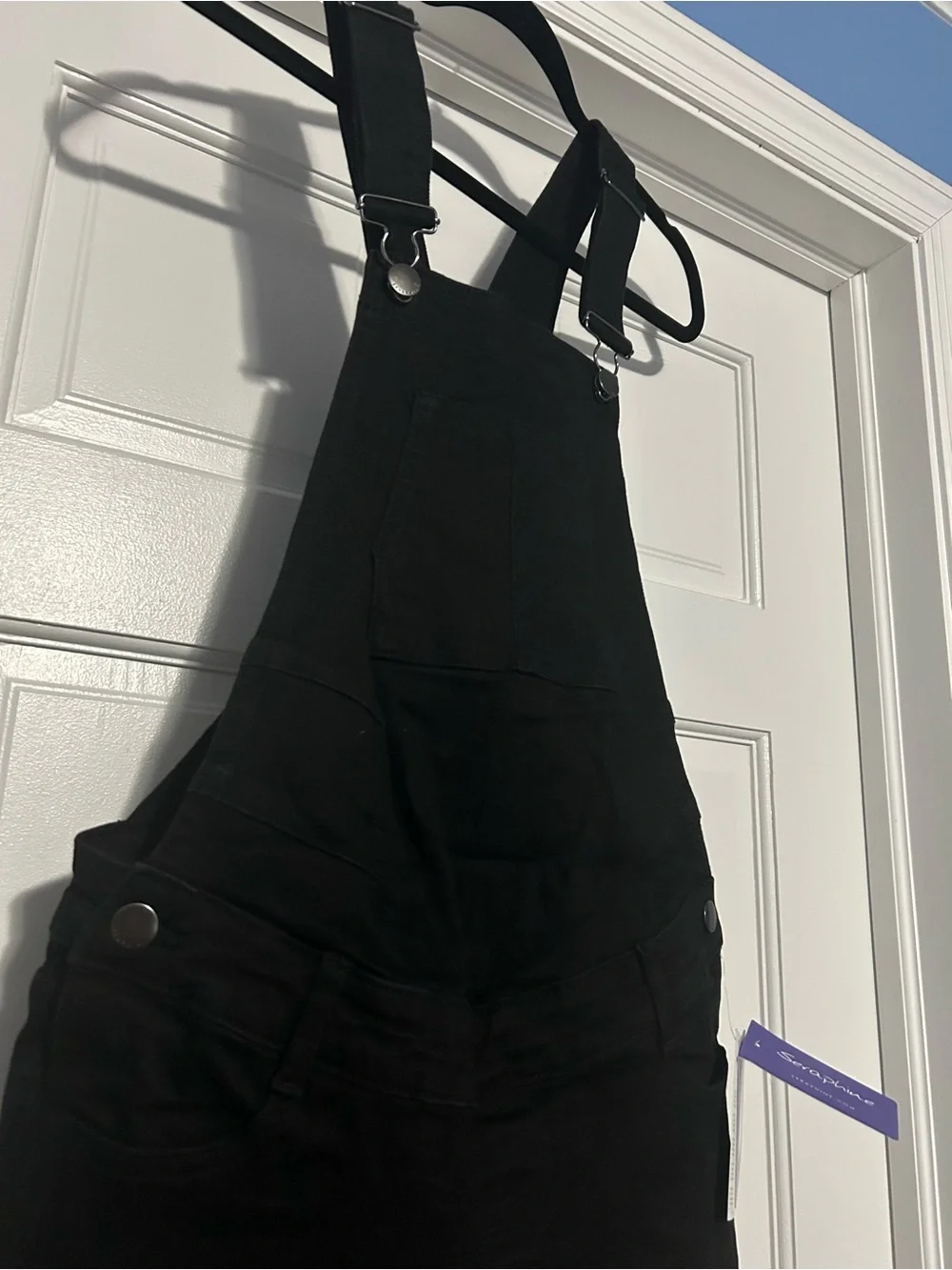 NWT Seraphine Maternity Travis size 2 black denim dungarees overalls casual fall